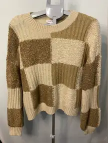 Gilli Women's Checkered Sweater - TAUPE AND MOCHA ‎ | LARGE