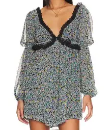 Free People Pennie Babydoll Mini Dress Floral Flowy Dress Size Small