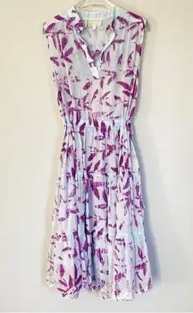 Amanda Bond Della Voile Tiered Midi Dress Drawstring Waist Hand‎ Dyed in LA