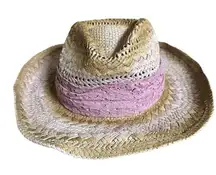 Capelli Sun Hat Straw Boater Hat Breathable Summer Beach Hat Pink Bow