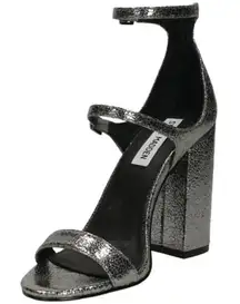 Steve Madden Parrson Pewter Ankle Strap Heels‎ in Metallic Size 8