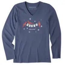 NWT Life Is Good Long Sleeve Crusher V
Neck Peace Cardinal Tee Size 3X