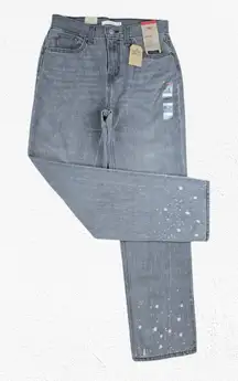 Levi's Low Pro Grey Bleach Splatter Happy Accident Mid Rise Loose Jeans Size 27