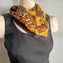 VINTAGE 1970s Retro Geometric Square Scarf - Mod Psychedelic Print headscarf