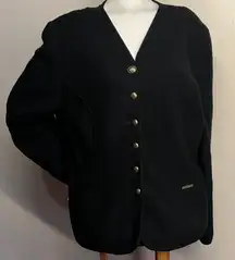 Geiger wool Black Button-Up Cardigan jacket old money style classic timeless