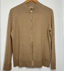 Anne Klein Light Brown Tan Zip Up Cardigan Sweater Women’s XL Career Wear