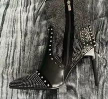 Studded Black High Heel Boots Size 10 by Lauren Lorraine