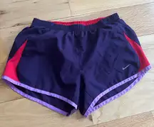 Nike Purple and Red Athletic Running Shorts for Dynamic Workouts