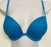 Victoria's Secret PINK Wear Everywhere Super Push-Up Plunge Bra Blue Size 34C