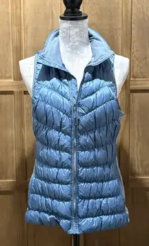 Women's Tangerine Light Blue Puffer Vest.