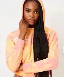 Frankie’s Bikinis Sherbet Tie Dye Heart Burl Cropped Hoodie Sweatshirt‎ Medium