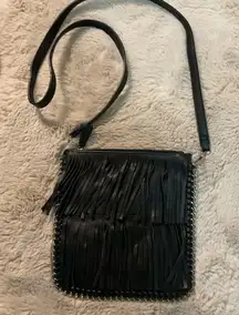 Expressions‎ NYC Fringe Crossbody Black Chain Edge Vegan Black Western Concert