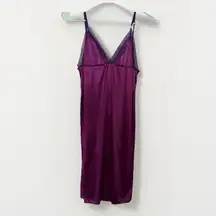 Vintage Satin Like Slip Dress Small Purple Black Lace Lingerie Y2K Goth Boudoir