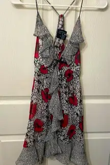 Cynthia Rowley Black and White Leopard Print and Floral Night Gown