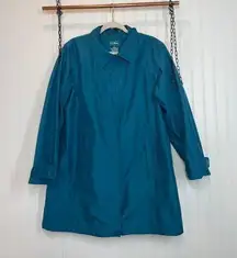 L.L. Bean Long Teal Trench Rain Coat Size L