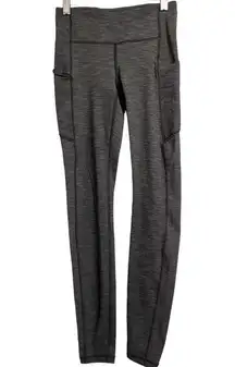 Lululemon Speed Up Tight Grey High Waisted Mid Rise Leggings Side Pockets Size 2