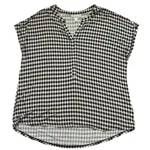 Dana Buchman XL Short Sleeve Black White Tan Tunic Top Blouse Tee Tshirt Shirt