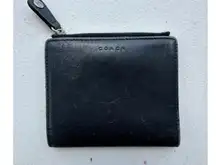 Coach Genuine Soft Leather Card Bills Sleeve Zipper Snap Button Bi-Fold Wallet