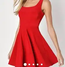 Ezra Red Sleeveless Pleated Skater Dress. Size Medium.