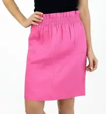 00s J CREW Vintage Pink Linen Stretch Waist Paper Bag Skirt