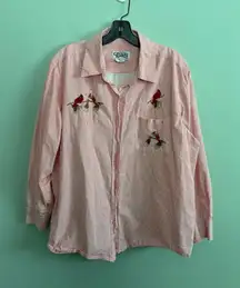 VTG Women’s Country Store Embroidered Cardinal Oversized Grandma Shirt Sz XL