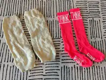 Pink and Cream Sock and Boot Sock Set