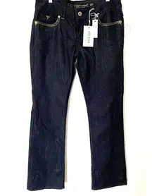 NWT Guess Womens Daredevil Jeans Boot Cut Blue Stretch Rhinestones Jeweled Sz 30