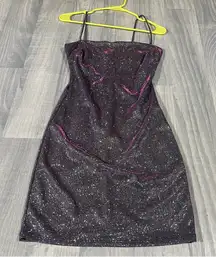 Windsor Navy Blue, Purple, Silver Glitter Spaghetti Strap Dress; Small Women’s