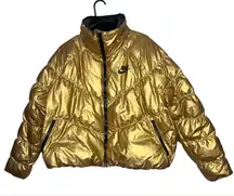 Nike Women's Metallic Gold Puffer Jacket
