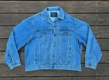 Vintage 90s Tanqueray Gin Promo Denim Jacket w/ Green Embroidered Spellout