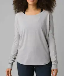 Prana Rogue Long Sleeve Grey Heather Top Shirt Twist Back Athletic Womens‎ Sz XL