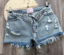 Nwt revice denim melrose shorts cut off fold‎ over button fly women’s size 29