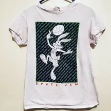 Space Jam White Bugs Bunny Graphic T-Shirt Unisex Small