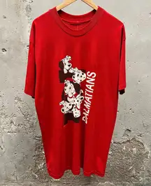 Vintage 101 Dalmatians Red Oversized One Size Single Stitch Graphic Tee