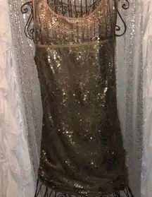 S dress bronze brown sequin dress polyester rayon underlining