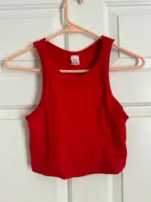 Red Cropped Seamless Top