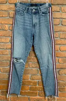Banana Republic Womens 25 Jeans Blue High-Rise‎ Straight Leg Side Stripe Denim