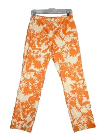 Sigrid Olsen Pants Womens 6‎ Orange Cream Tropical Preppy Casual Cruise Vacation