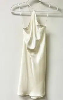 Amanda Uprichard x REVOLVE Claudia Slik Halter Mini Slip Dress Ivory Women's XS