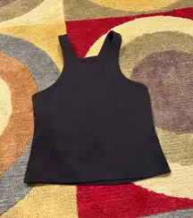 Beyond Yoga Studio Cropped Yoga Tank Top Black Built in Bra Un-Padded Size Small