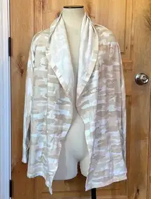 LUCKY BRAND Beige White Camo Cardigan Sweatshirt 7WD71032 $79.50 NWT S