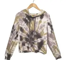 New Oli VIV Palmer Tie Dye Crop Sweatshirt Hoodie In Mauve Batik M