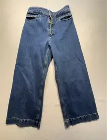 A.L.C. Women's Blue Denim Wide Leg Button Fly Crop Jeans Size 4