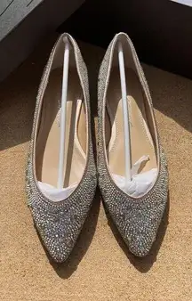Betsey‎ Johnson Sz 6 Jude Flats Rhinestone Jewels Glam Wedding Pointed aurora