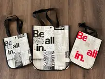 Lululemon Be All In Tote Bag Set 3 Black White Red Inspirational Quotes