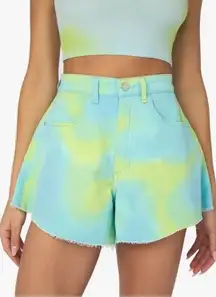 NEW WeWoreWhat Revolve Retro‎ Tie Dye Hippie Funky Festival 25 Flare Bell Shorts