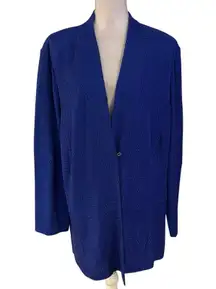 Ming Wang Plus Size 2X Textured Cardigan Sweater Blue FLAWS