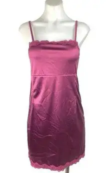 Cotton On Purple Lace Trim Spaghetti Satin Sleeveless Mini Cami Slip Dress Sz S