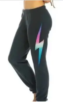 AVIATOR NATION BOLT SWEATPANTS - RAINBOW PINK charcoal size XS
