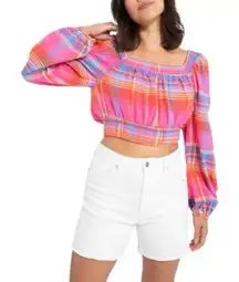NWT Sanctuary Sunny Madras Colorful Plaid Women's Cropped Top‎ - XS